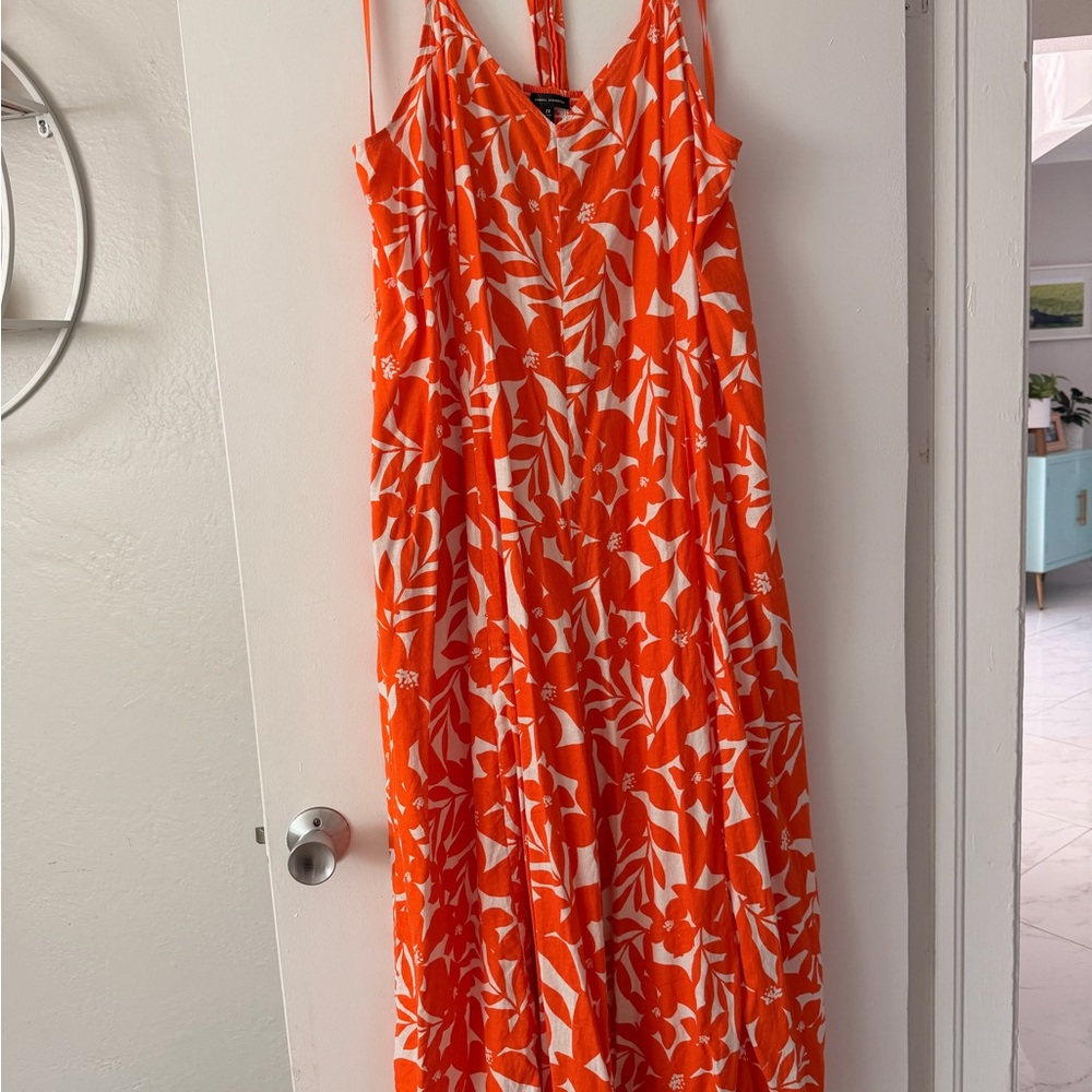Universal Standard Promenade Linen Jumpsuit in Orange Motif - Picture 4 of 6